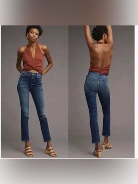 Mother The Swooner Rascal Ankle Jeans Size 26 High Rise Blue Denim